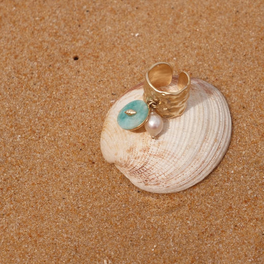 lost in echo2025夏季新款度假原创小众个性珍珠手工挂坠开口戒指 商品图0