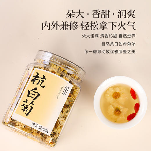 正安 浙江桐乡杭白菊  只取头茬花 朵大香甜润爽 轻松拿下火气 优质原材 60g/罐 商品图9