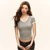 Ariseism 美式复古辣妹撞色V领短袖T恤女2025夏季新款修身上衣 商品缩略图2