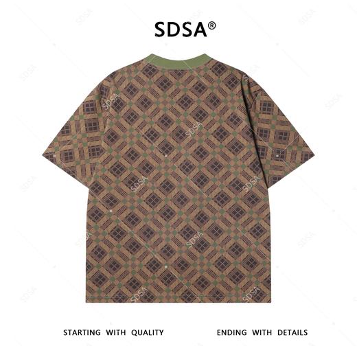 T3733夏季高级感新款男士美式撞色格子立体字母短袖T恤百搭复古上衣 商品图5