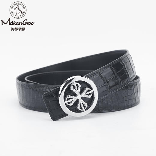美都袋鼠/MDKANGROO 高端鳄鱼肚皮男士皮带礼盒装MDE316AM318-BA-M4 商品图1