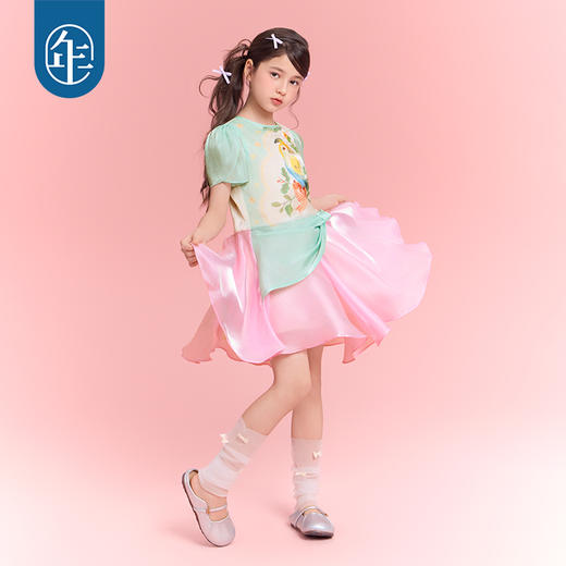 年衣童装连衣裙女童25夏季新款国风中式甜美莓莓鹦鹦连衣裙 商品图4