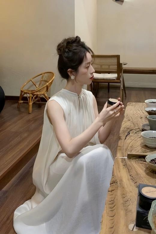 Le Malene 米色温柔甜美蝴蝶结连衣裙 20327 商品图2