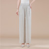 醋酸缎窄版阔腿裤，薄款坠感宽松洋气妈妈休闲直筒裤高腰FFC986 商品缩略图0