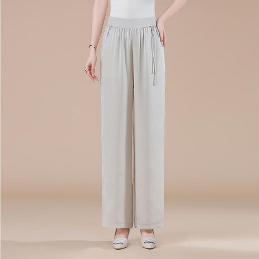 醋酸缎窄版阔腿裤，薄款坠感宽松洋气妈妈休闲直筒裤高腰FFC986 商品图0