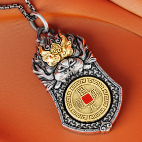 【中钱博】转钱龙牌钛钢项链