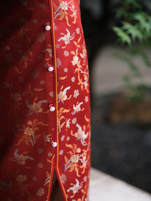 盛唐牡丹|花开祥瑞真丝宋锦旗袍裙 商品图3