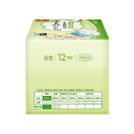 【2包装】恩芝(Eunjee)韩国进口超薄透气护翼型姨妈巾日用卫生巾250mm*12片/包 商品图7