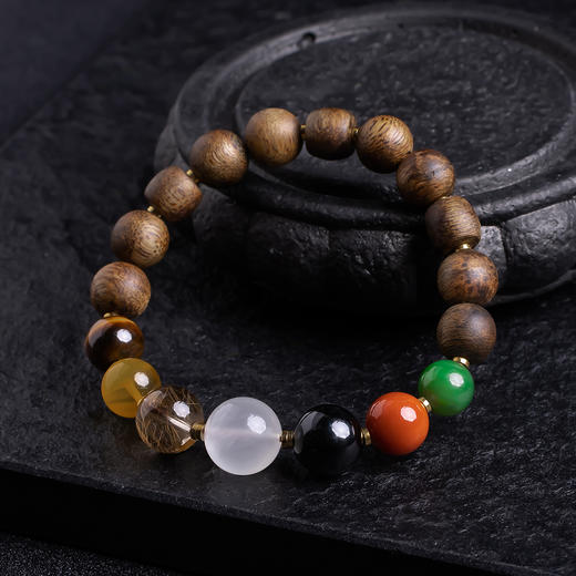 XY0379沉香+月光石多宝手串 商品图4