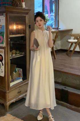 Le Malene 米色温柔甜美蝴蝶结连衣裙 20327