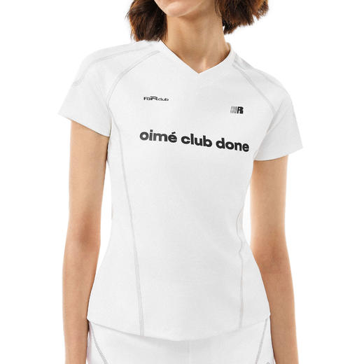 FDR官方店 防晒UPF200+哈苏线V领修身短袖T恤女速干凉感运动上衣 商品图3