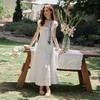 OLrain欧芮儿法式优雅白色收腰连衣裙女夏季2025新款方领茶歇裙 商品缩略图3
