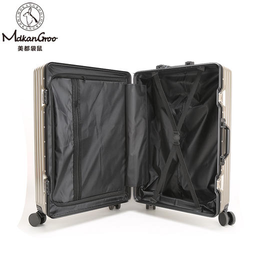 美都袋鼠/MDKANGROO24英寸铝框高级密码锁休闲时尚拉链款香槟色男女款拉轻音万向轮杆箱MD5109-24X 商品图3