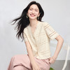 【专属特价】熙世界纯棉花边蕾丝V领衬衫女短袖高级感镂空短款上衣2025夏新款 商品缩略图2
