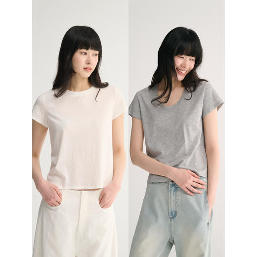 MAISON CECILE 四色/基础款桑蚕丝羊毛混纺软糯亲肤圆领/U领T恤 商品图0