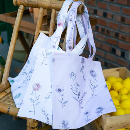 手绘玫瑰帆布手提袋环保购物袋买菜布袋子折叠便携结实耐用单肩包 商品图3