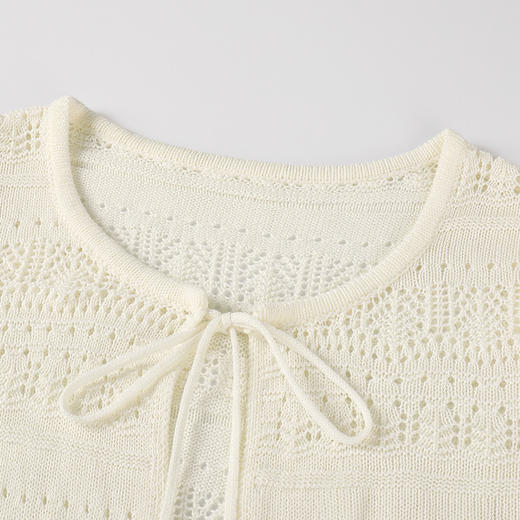 奢姿大码女装2025夏季镂空钩花针织开衫减龄显瘦碎花连衣裙两件套9652993806AB 商品图2