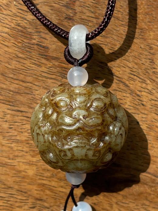 褐沁白玉雕瑞狮首大圆珠，顺丰包邮 商品图10