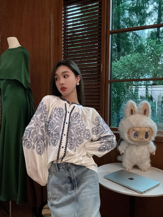 PIANAI冷小姐# 刺绣长袖衬衣 商品图0