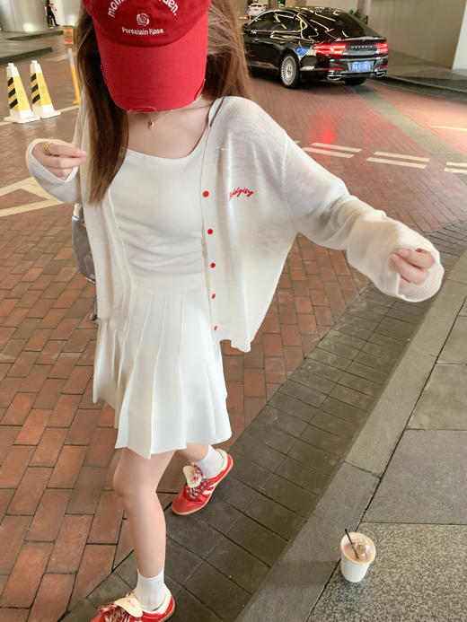 <曾小咸推荐>韩版白色刺绣针织开衫外套新款 商品图7