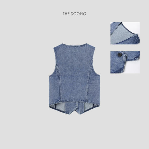 THESOONG|"牛仔马甲"复古莱赛尔洗水磨纱做旧质感马甲外套BNZ6976 商品图4