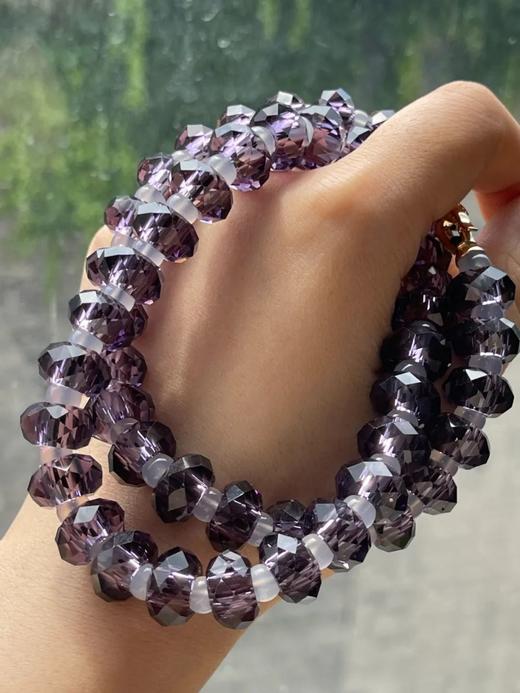 紫晶菱格面扁珠项链与银钩耳坠套组，顺丰包邮 商品图8