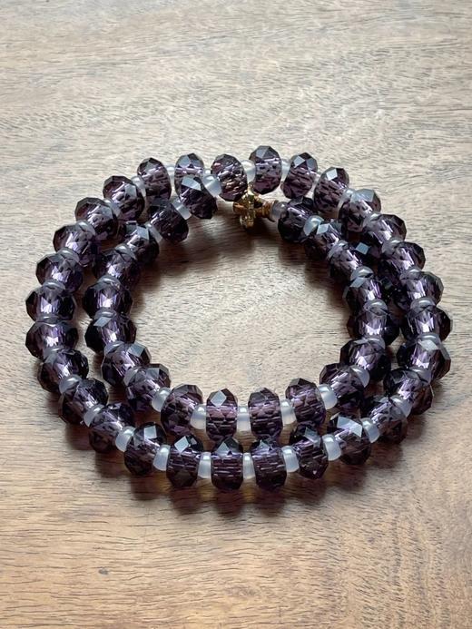 紫晶菱格面扁珠项链与银钩耳坠套组，顺丰包邮 商品图5