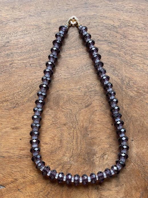 紫晶菱格面扁珠项链与银钩耳坠套组，顺丰包邮 商品图14