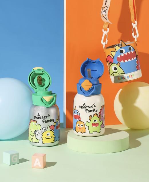 【品牌直发】【杯具熊星芒双饮怪怪家族系列】双饮保温杯540ml 儿童吸管水杯水壶一盖双饮杯可爱幼儿园316不锈钢 商品图4