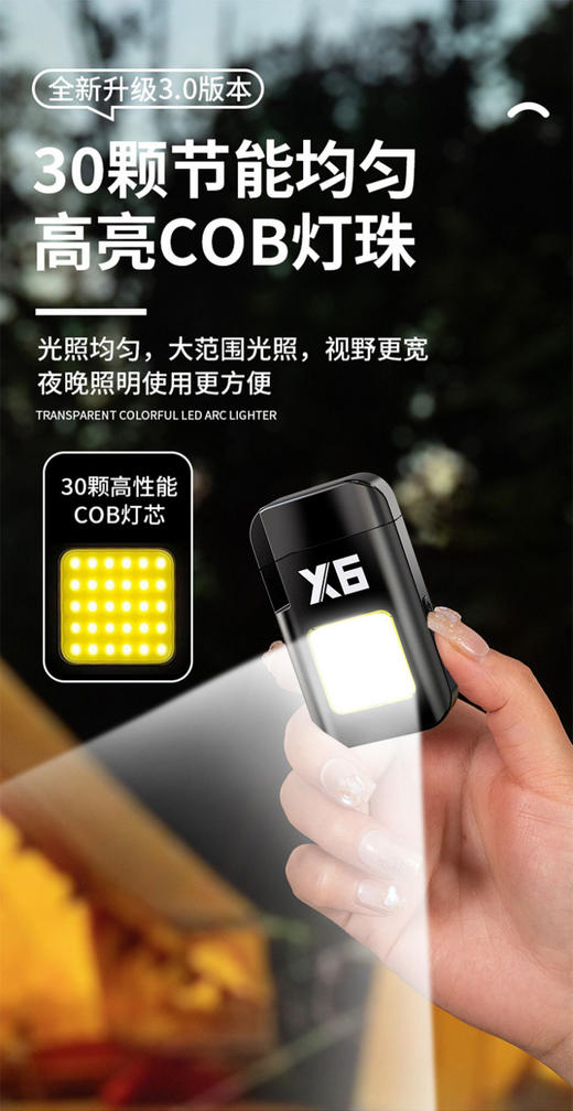 【父亲节好物】「🔥男士必备神器！防风双电弧打火机+迷你补光灯，点亮你的每个瞬间✨」 男士手中宝  充电打火机 男士防风轻奢车载电子点烟器 迷你口袋补光灯便携工作灯 商品图6