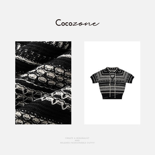 COCO ZONE刘一一  V领系带套头复古风显瘦撞色毛针织衫 CD1A0679 商品图2