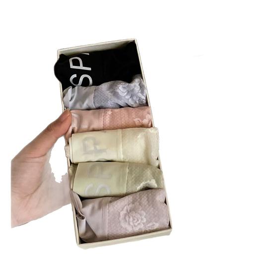 MAD NONO蕾丝山茶花内裤4.0中腰提花高弹字母舒适无痕裸感包臀裤一盒6条 商品图4