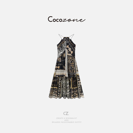 COCO ZONE 刘一一“图腾裙” 100棉复古植物花朵图案连衣裙CD2A1161 商品图2