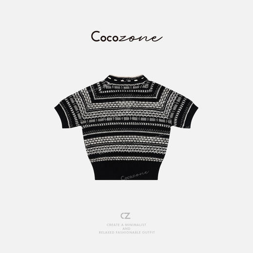 COCO ZONE刘一一  V领系带套头复古风显瘦撞色毛针织衫 CD1A0679 商品图1