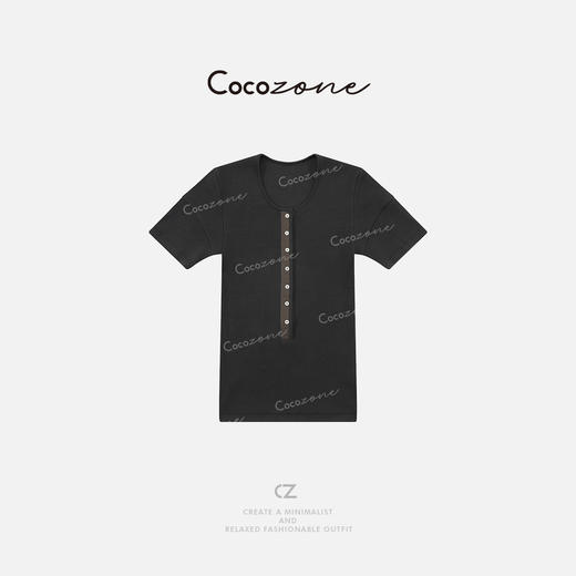COCO ZONE 刘一一 通勤风U领撞色单排扣简约短袖T恤 CD2A1256 商品图0