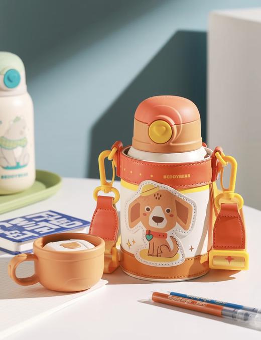 【品牌直发】【杯具熊清新萌宠系列糯米杯】儿童保温杯530ml 两盖吸管杯茶杯杯盖儿童幼儿园水壶316不锈钢 商品图3