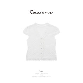 COCO ZONE 刘一一 【苎麻棉混纺】温柔减龄V领毛织上衣CD1A0960