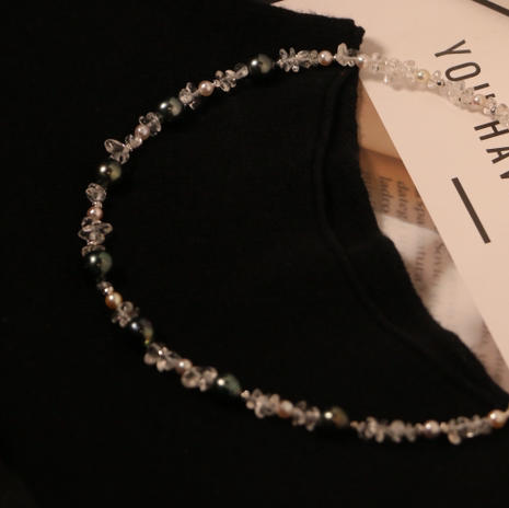 珠光wang炸，孔雀绿大溪地黑珍珠8-10mm+白水晶+akoya极光小珍珠4-5mm，设计师手作 商品图9