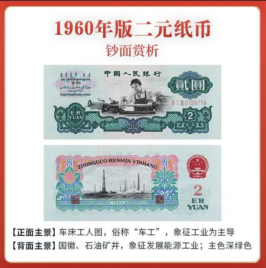 三版人民币1960年2元车工单张国评鉴定 商品图1