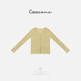 COCO ZONE 刘一一 【亚麻绵羊毛混纺】小V领毛织开衫CD1A0953
