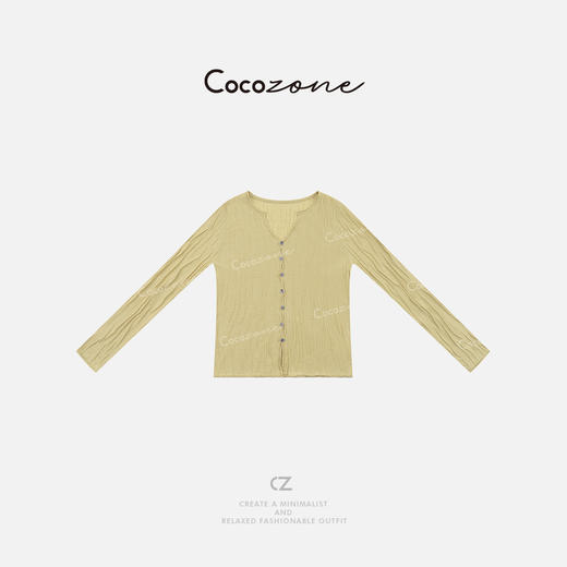 COCO ZONE 刘一一 【亚麻绵羊毛混纺】小V领毛织开衫CD1A0953 商品图0