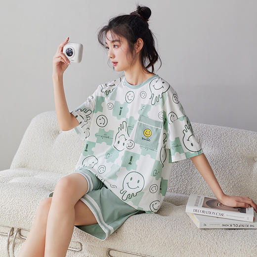 I'd爱帝时尚减龄卡通印花纯棉短袖家居套 商品图3
