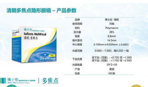 博士伦多焦点月抛6片装清晰视界舒适佩戴预定5-7天到货 商品图1