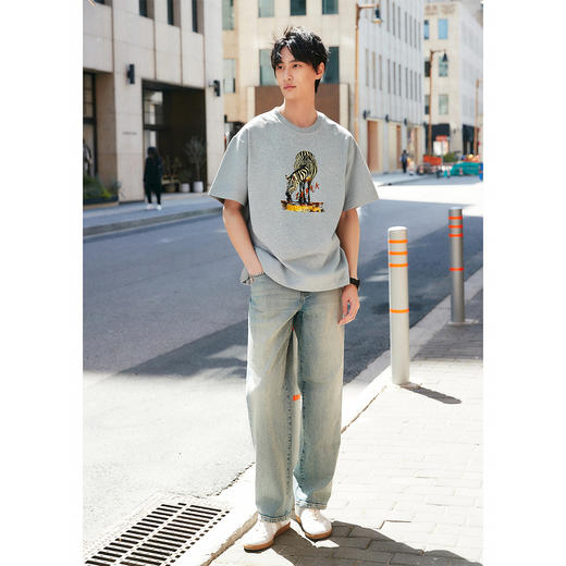 棉仓363801056-微宽松乱针绣好运斑马T恤 商品图1