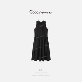 COCO ZONE 刘一一【100棉】法式气质圆领无袖连衣裙ACD2A0300