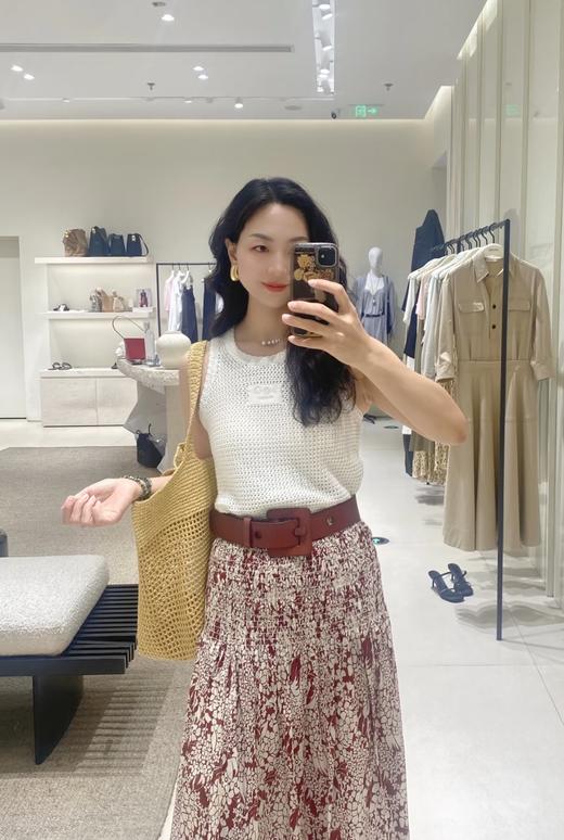 61-2 高圆圆 ED联名 松紧腰 侧开叉 飘逸半身长裙 我穿L 商品图3