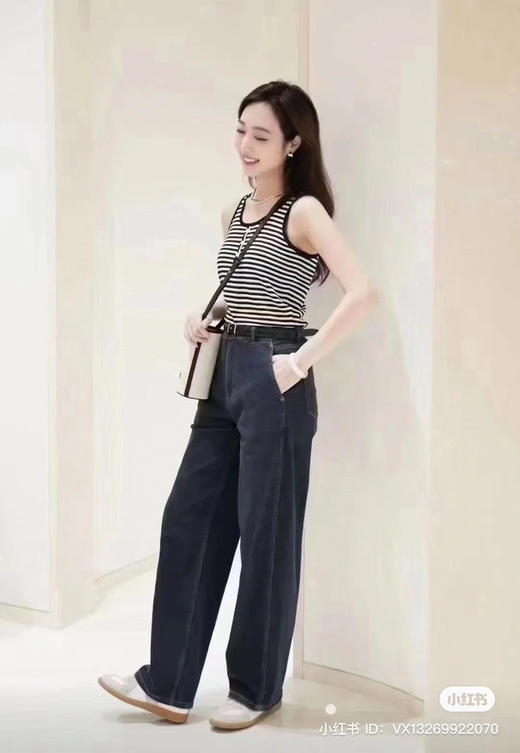 61-5 纯圆正 小禾 7057款 桑蚕丝有机棉 贝壳纽扣 黑白条纹基础款背心 商品图7