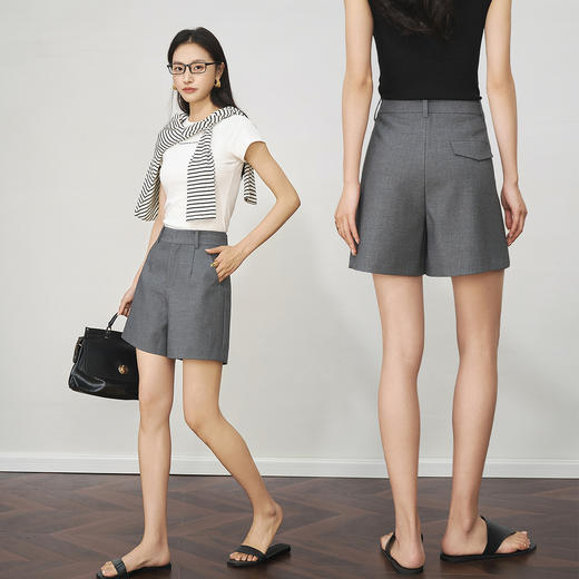 OLrain欧芮儿灰色西装短裤女夏季2025新款高腰韩版小个子热风裤子 商品图2