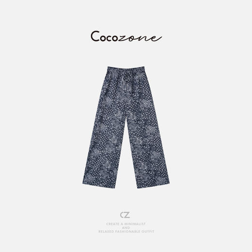 COCO ZONE 刘一一【人丝亚麻混纺】花色休闲直筒裤CD2A0638 商品图0