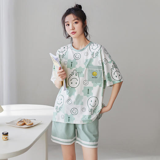 I'd爱帝时尚减龄卡通印花纯棉短袖家居套 商品图4